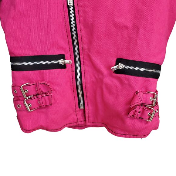 Tripp NYC  pink and black colorblock Moto biker punk Jacket S - Picture 4 of 13